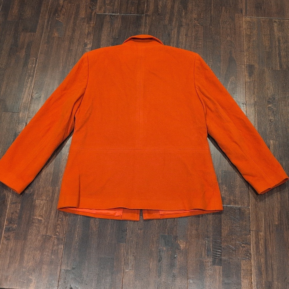 Harve Benard Petite Orange Wool Blend Blazer Jacket Size 12P Zipper Front